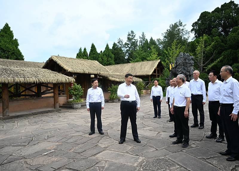7月25日至27日，中共中央總書記、國家主席、中央軍委主席習(xí)近平在四川考察。這是25日下午，習(xí)近平在廣元市劍閣縣翠云廊考察。